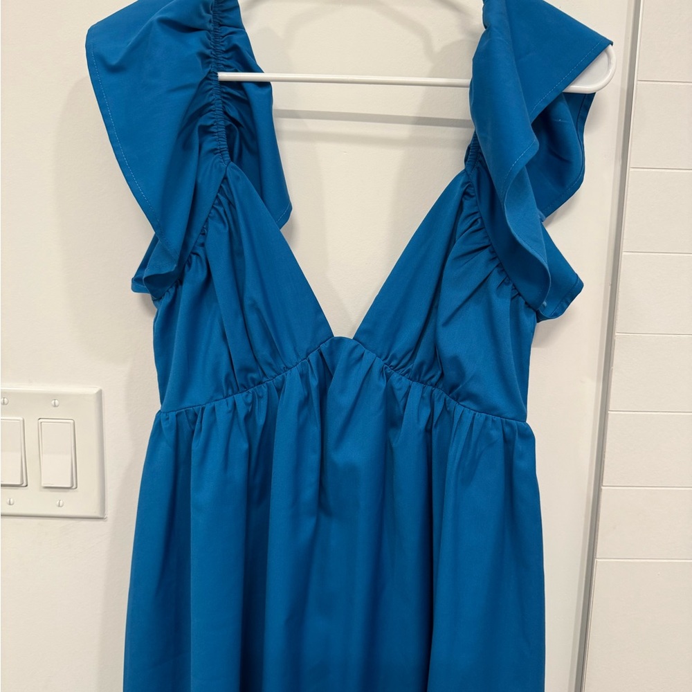 Le Lis Collection Blue Ruffle Sleeve Mini Dress Size S